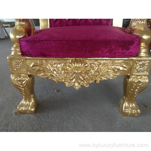 hotel furniture gold frame wood king queen throne